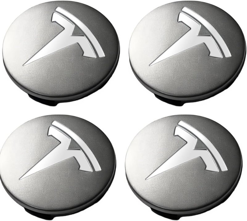 Tesheer Wheel Center Hub Cap Kit with Tesla Emble Brand Center Caps for Model 3 Model Y with 20 Lug Nut Covers (4PCS) (Gray) - Image 1